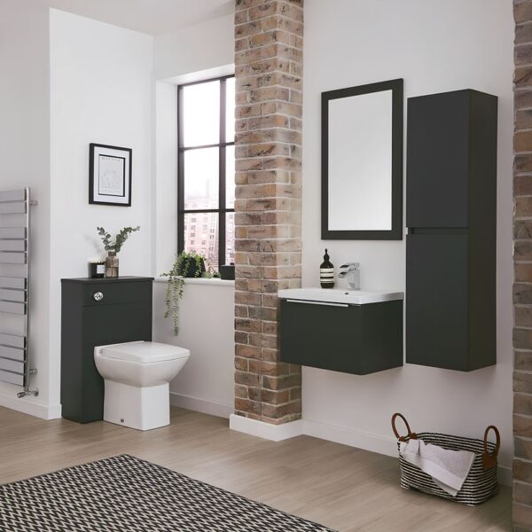 Kore Wall Hung 2-Door Tall Storage Unit - Matt Dark Grey - Image 3