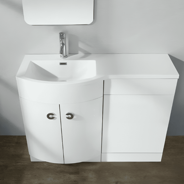 D Shaped Curved White Gloss 1100mm Combination Unit - Image 2