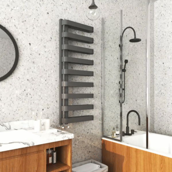 Kartell Texas Anthracite Designer Heated Towel Rail - 2 Size's - Image 2