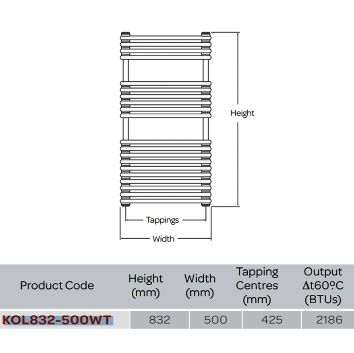 Kartell Kolumn Designer Heated Towel Rail 500mm x 832mm - White - Image 2