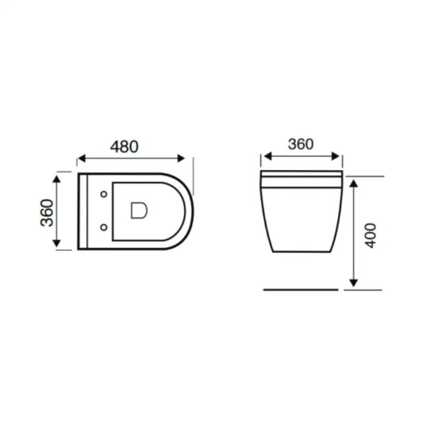 Style Wall Hung Toilet 480mm Short Projection - Soft Close Seat - Image 3