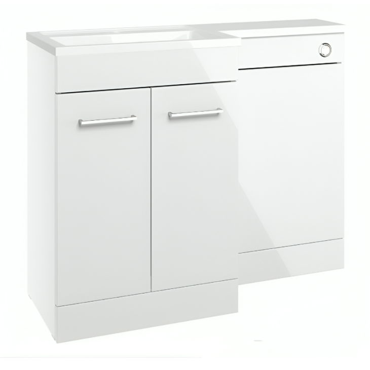 Venice White Gloss L Combination Basin Unit & Handles Pack 1100mm - Image 3