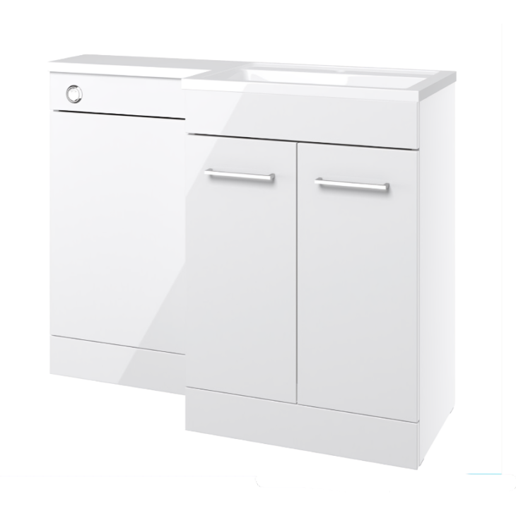 Venice White Gloss L Combination Basin Unit & Handles Pack 1100mm - Image 4
