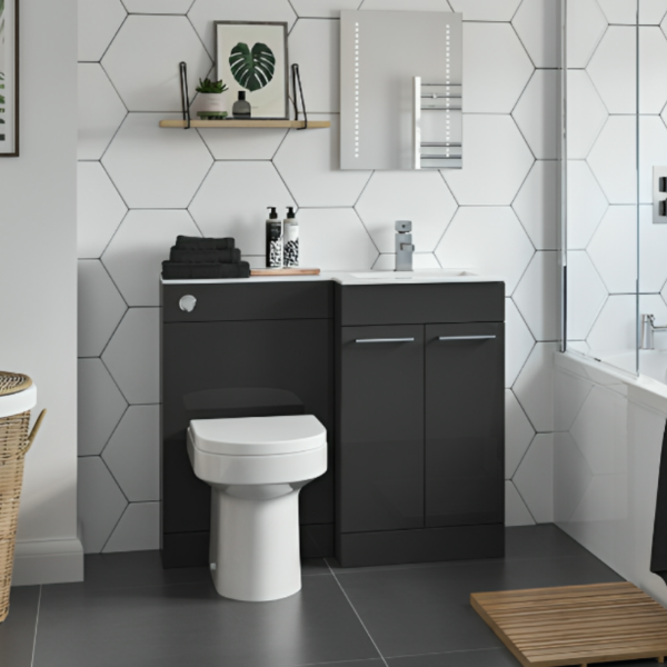 Venice Anthracite Gloss Combination Basin Unit & Handles Pack 1100mm - Image 3