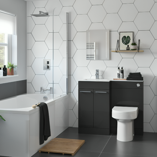 Venice Anthracite Gloss Combination Basin Unit & Handles Pack 1100mm - Image 2
