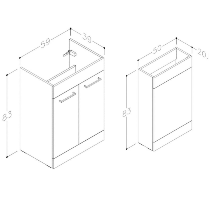 Venice Grey Gloss Combination Basin Unit & Handles Pack 1100mm - Image 6