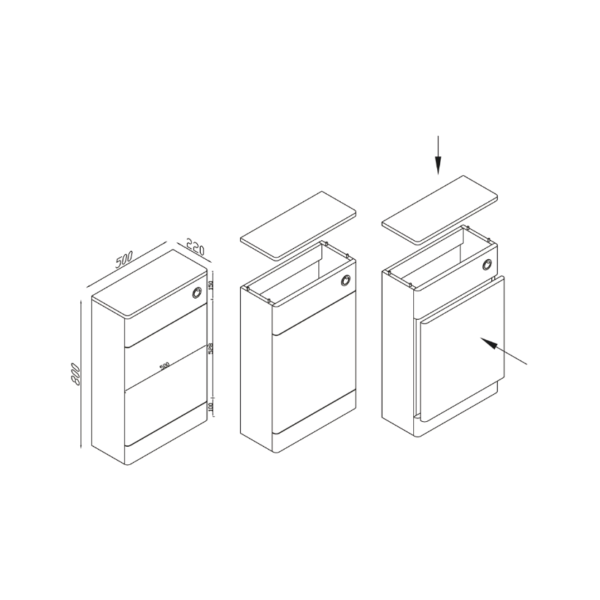 Wolf Grey Mossini Back To Wall WC Unit 500mm - Image 3