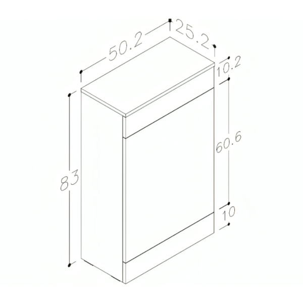 Grey Gloss Viola Back To Wall WC Toilet Unit 500mm - Image 2
