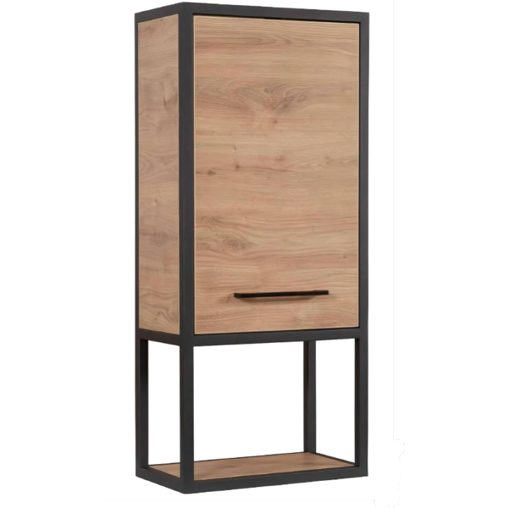 Loft Black Frame Wall Hung Storage Unit - Oak