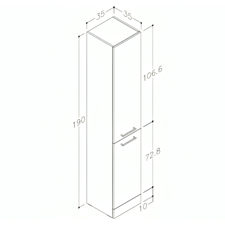 AquaVolere Viola Floor Standing Tall Storage Unit 350mm – Grey Gloss - Image 4