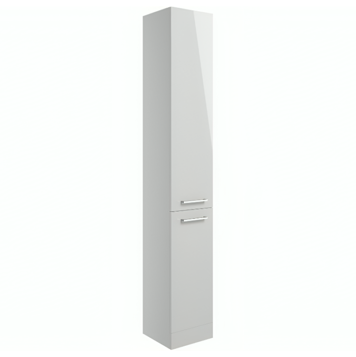 AquaVolere Viola Floor Standing Tall Storage Unit 350mm – Grey Gloss - Chrome Handles