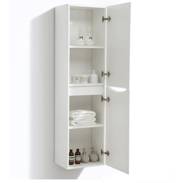 Bali Wall Mounted Tall Storage Unit 1500mm - White - Image 2