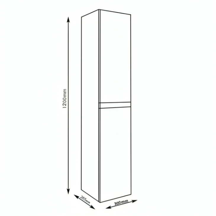 Kore Wall Hung 2-Door Tall Storage Unit - Matt Dark Grey - Image 2