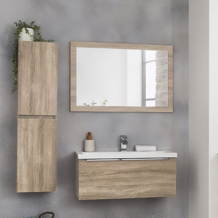 Kore Wall Hung 2-Door Tall Storage Unit - Sonoma Oak - Image 2