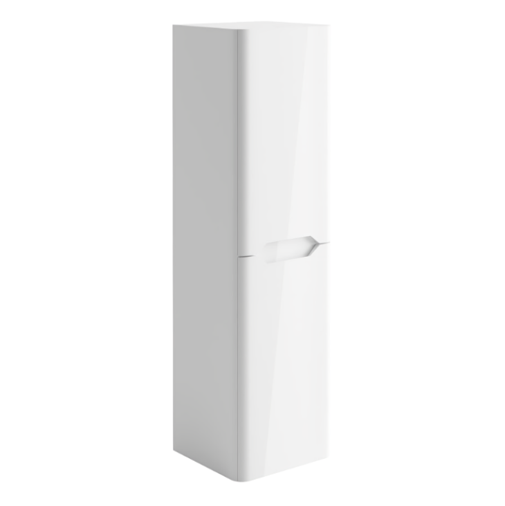 Wall Mounted Tall Storage Cabinet Unit 1400mm - Gloss White