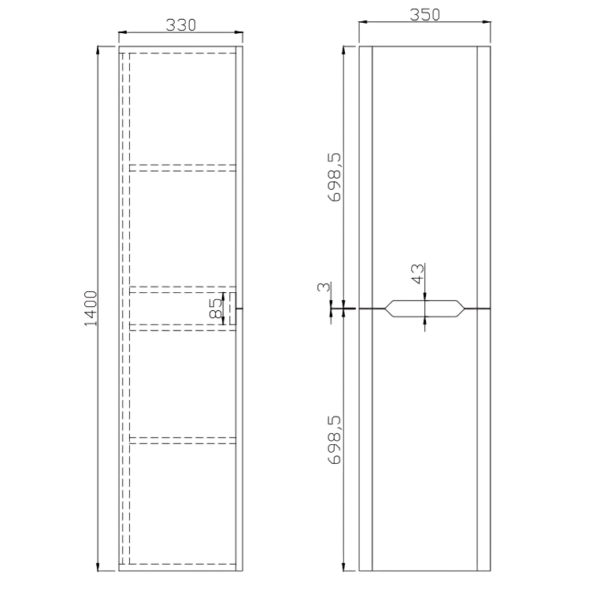 Wall Mounted Tall Storage Cabinet Unit 1400mm – Green - Image 3
