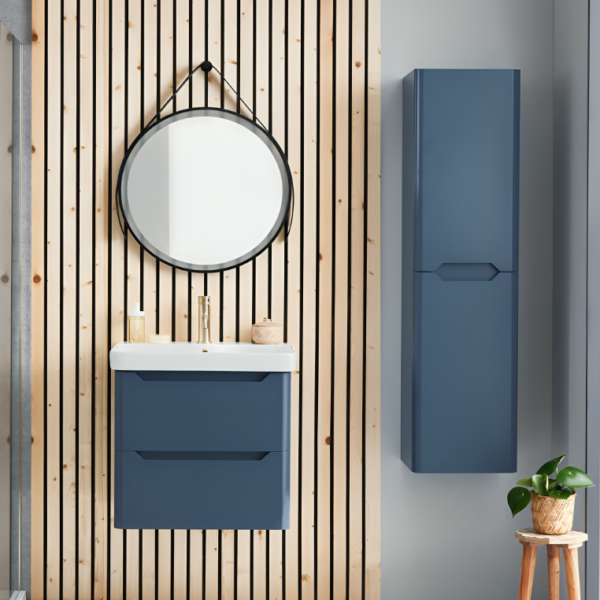Wall Mounted Tall Storage Cabinet Unit 1400mm – Blue - Image 2