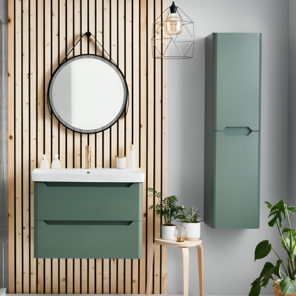 Wall Mounted Tall Storage Cabinet Unit 1400mm – Green - Image 2