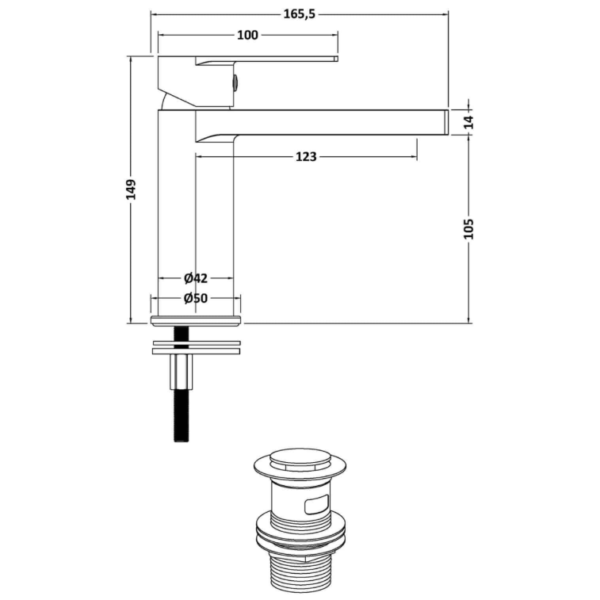 Nuie Canada Mono Basin Mixer & Waste - Chrome - Image 3