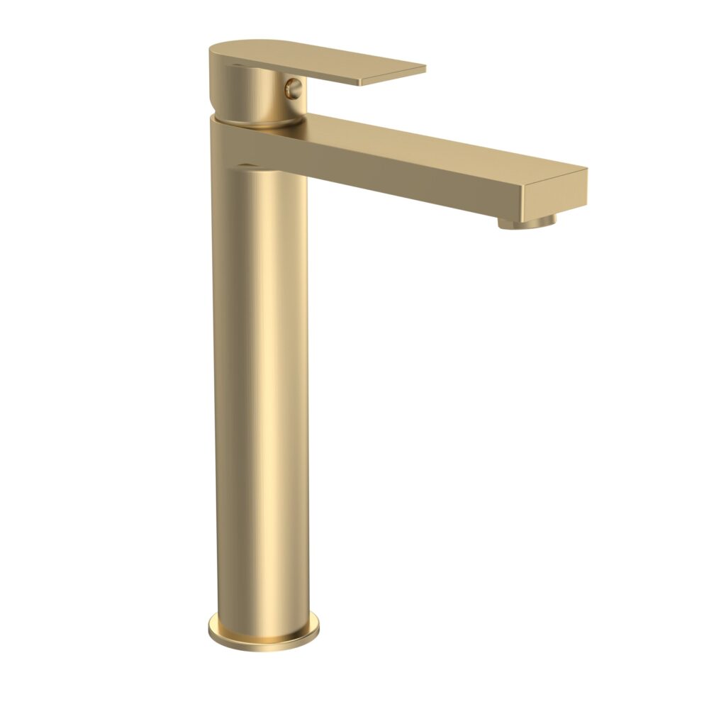 Nuie Canada Brushed Brass High-Rise Mono Basin Mixer Filler Tap