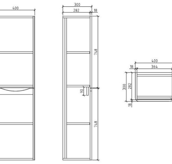 Bali Wall Mounted Tall Storage Unit 1500mm - Chestnut - Image 5