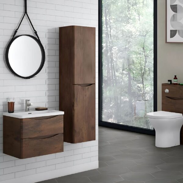 Bali Wall Mounted Tall Storage Unit 1500mm - Chestnut - Image 2