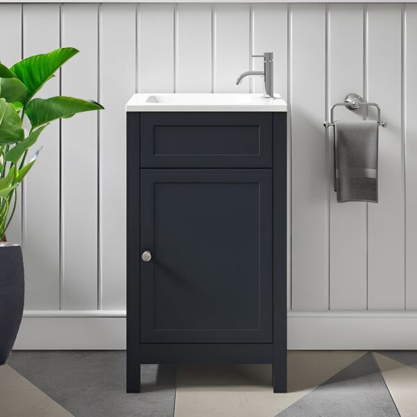 Tailored Traditional Cloakroom Vanity Unit 460mm - Shadow Grey - Image 4