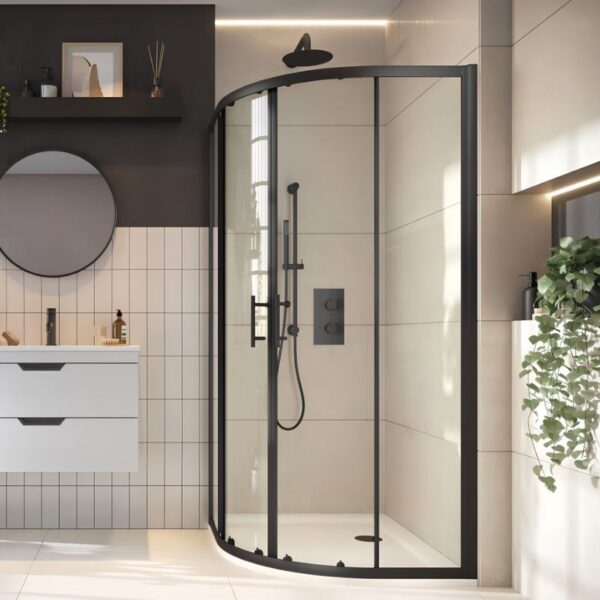 Sognare S6 Matt Black Double Door Quadrant Shower Enclosure 900 x 900mm