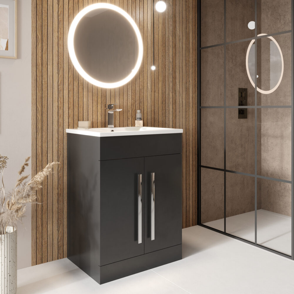 Sognare Lili 600mm Bathroom Vanity Unit - Matt Grey - Image 2