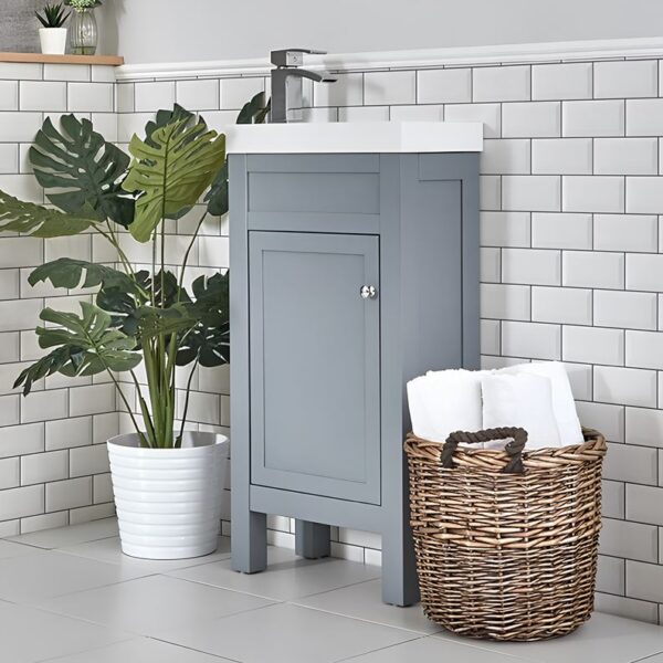 Tailored Traditional Cloakroom Vanity Unit 460mm - Matt Grey - Image 4
