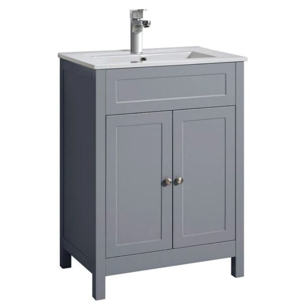 Traditional 600mm Vanity Unit & Basin – Matt Grey