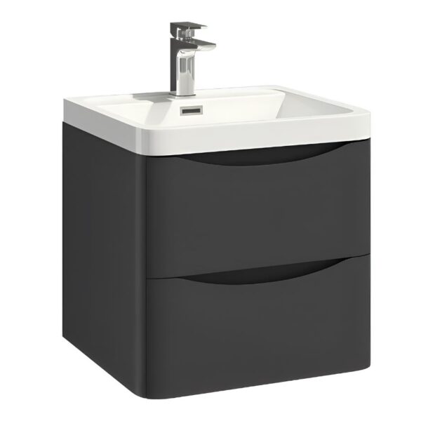 Wall Hung Vanity Drawer Unit & Basin 500mm Width - Matt Grey