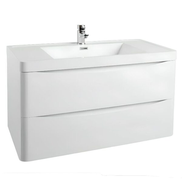 Bali Wall Mounted Vanity Drawer Basin Unit 900mm - Gloss White