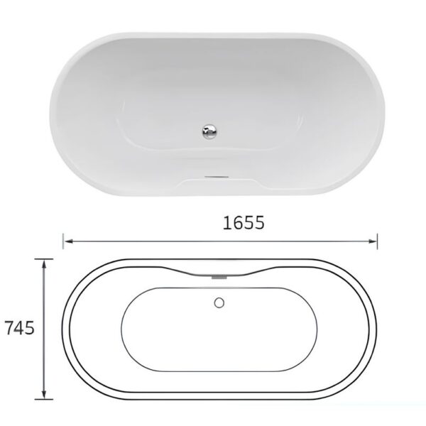 AquaVolere Freestanding Double Ended White Bath - Various Sizes - 1655mm x 745mm