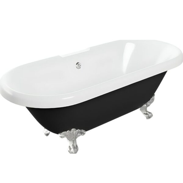 AquaValore Winstanley Black Traditional Freestanding Bath 1690 x 740 x 620mm W/Feet – 2TH