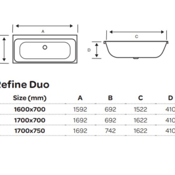 Kartell Refine Duo Double Ended Rectangular Acrylic Bath - Image 3