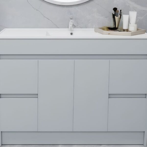 Waterproof 1200mm Vanity Unit With Draws & Basin – Light Grey - Image 2