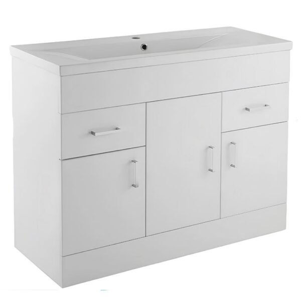 Nuie Eden 1000mm Vanity Unit With Draws & Basin - Gloss White