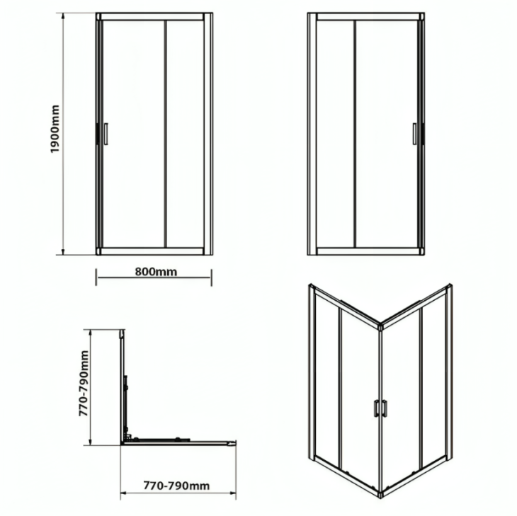 Merlyn Vivid 6mm Glass Corner Entry Sliding Shower Enclosure - 2 Size's - Image 3