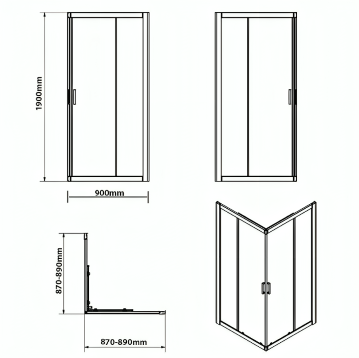 Merlyn Vivid 6mm Glass Corner Entry Sliding Shower Enclosure - 2 Size's - Image 4
