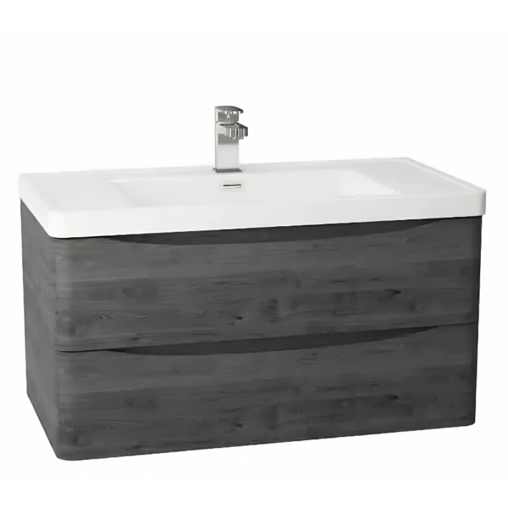 Bali Wall Mounted Drawer Basin Unit 900mm - Graphite Oak