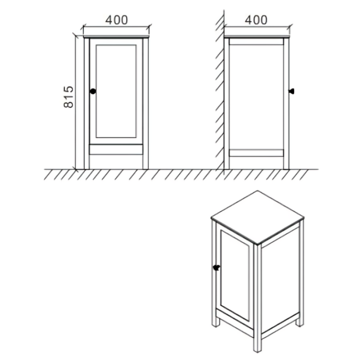 Tailored Turin Bathroom Side Cabinet 400mm – Shadow Grey - Image 2