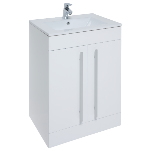 Purity 2 Door Floor Standing Vanity Unit 600mm Wide - Gloss White