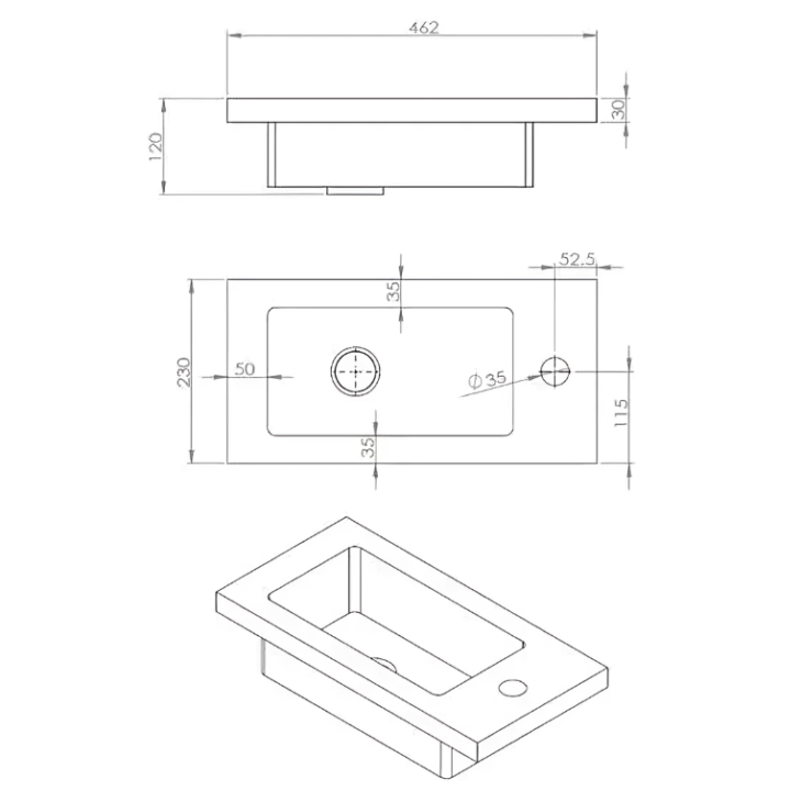 Tailored Traditional Cloakroom Vanity Unit 460mm - Matt Grey - Image 2