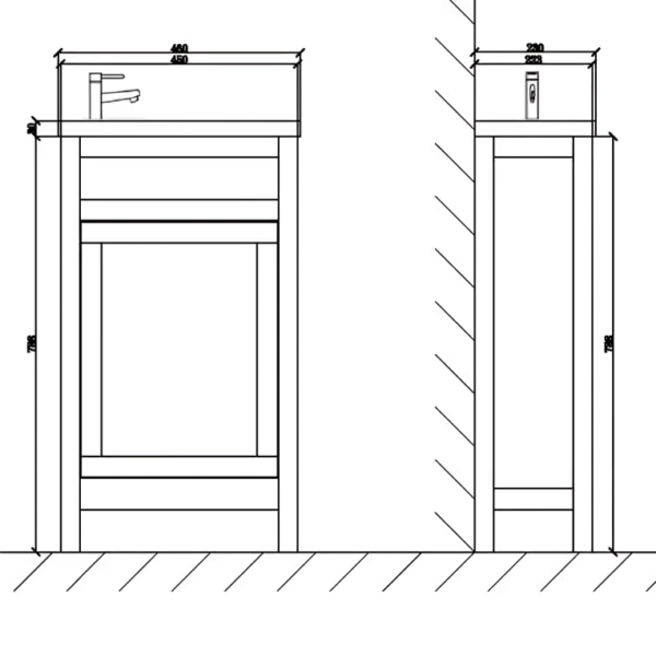 Tailored Traditional Cloakroom Vanity Unit 460mm - Matt Grey - Image 3