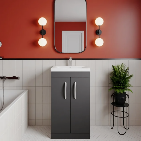 Nuie Athena Floor Standing Vanity Unit 500mm Wide - Gloss Grey - Image 4