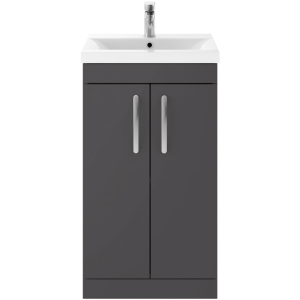 Nuie Athena Floor Standing Vanity Unit 500mm Wide - Gloss Grey