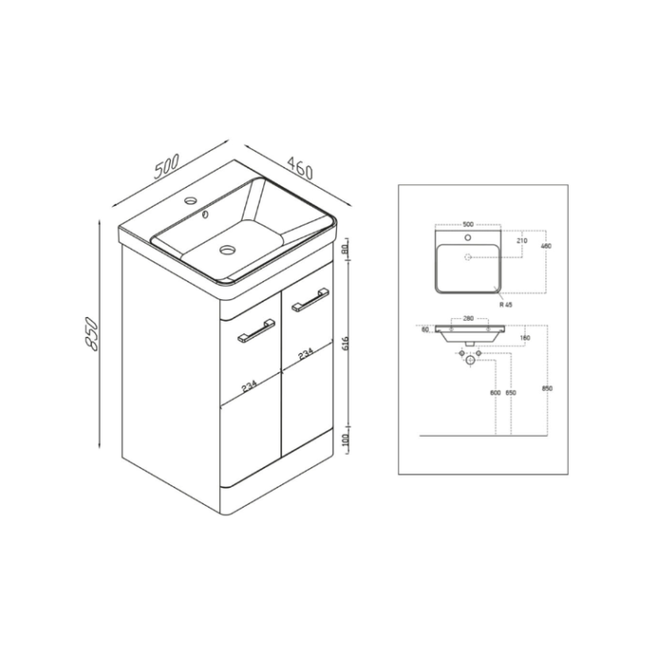 Tossina Floorstanding Bathroom Combination Pack – Pebble Grey - Image 5