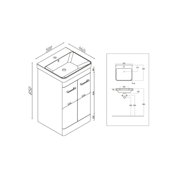 Tossina Floorstanding Bathroom Combination Pack – Wolf Grey - Image 6