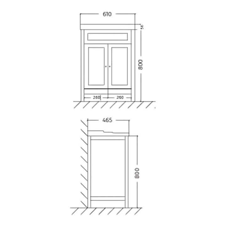 Traditional Classic 600mm Vanity Unit & Basin – Matt Grey - Image 2